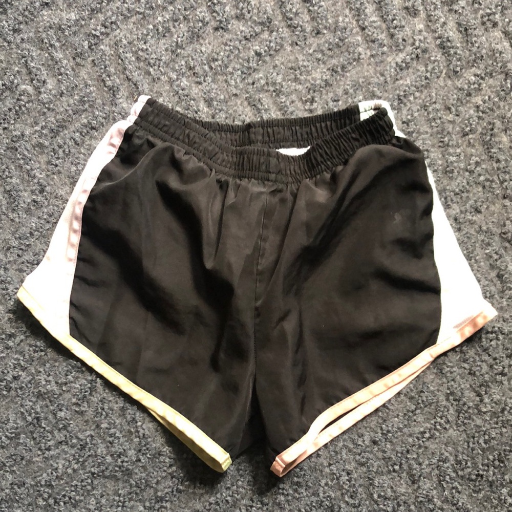 Nike Girls Black and White Athletic Shorts with Elastic Waistband